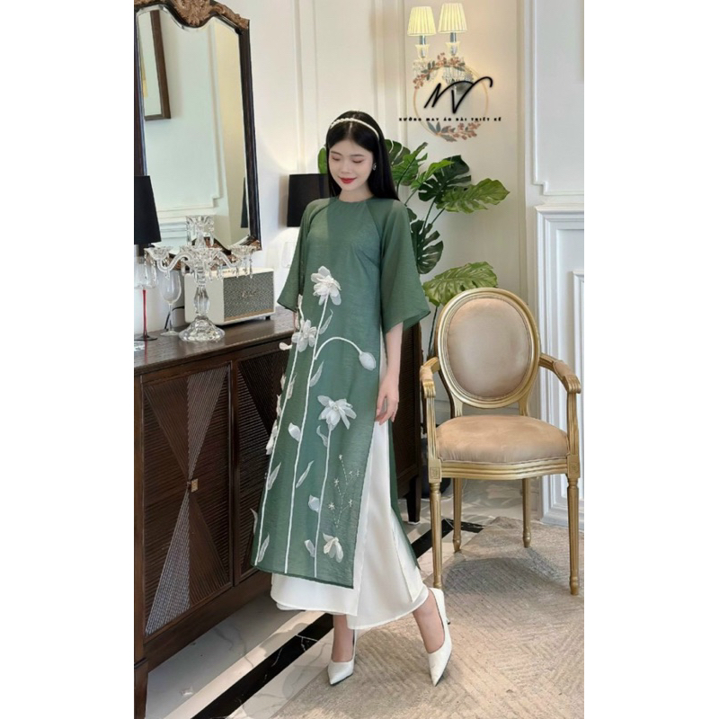 Áo dài Mộc Cầm chất liệu tơ mộc mềm mịn phù hợp các nàng diện các dịp lễ Tết, chụp ảnh An Lạc