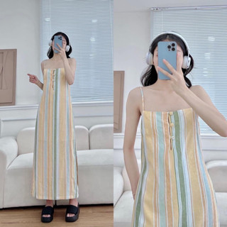 Đầm suông 2 dây xẻ tà 2 bên