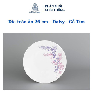 Dĩa tròn ảo 26cm daisy cỏ tím - gốm sứ cao cấp minh long i