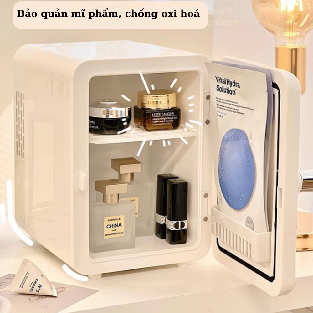 Tủ Lạnh Mini Đựng Mỹ Phẩm, Tủ Để Ô Tô Dung Tích Lớn 6 Lít, Tiết Kiệm Điện Làm Lạnh Nhanh, Có Bảo Hành