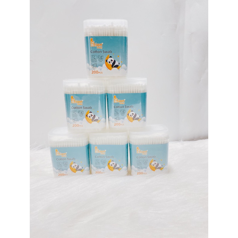 Tăm bông sơ sinh Lion Baby, hộp 200 que