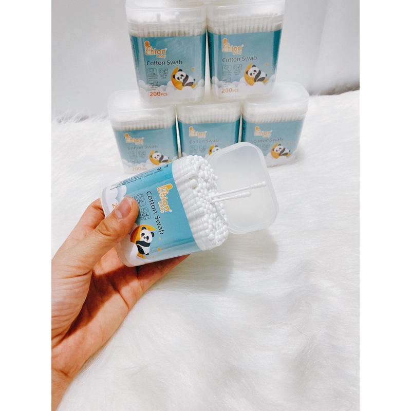 Tăm bông sơ sinh Lion Baby, hộp 200 que
