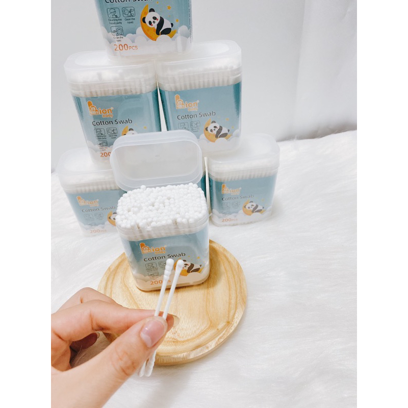 Tăm bông sơ sinh Lion Baby, hộp 200 que