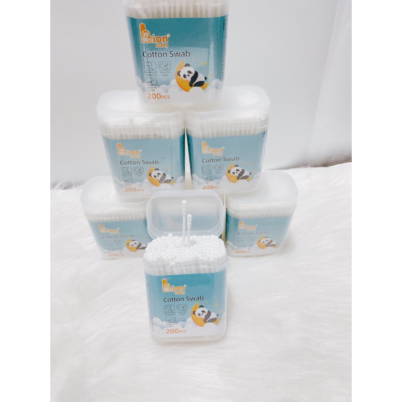 Tăm bông sơ sinh Lion Baby, hộp 200 que