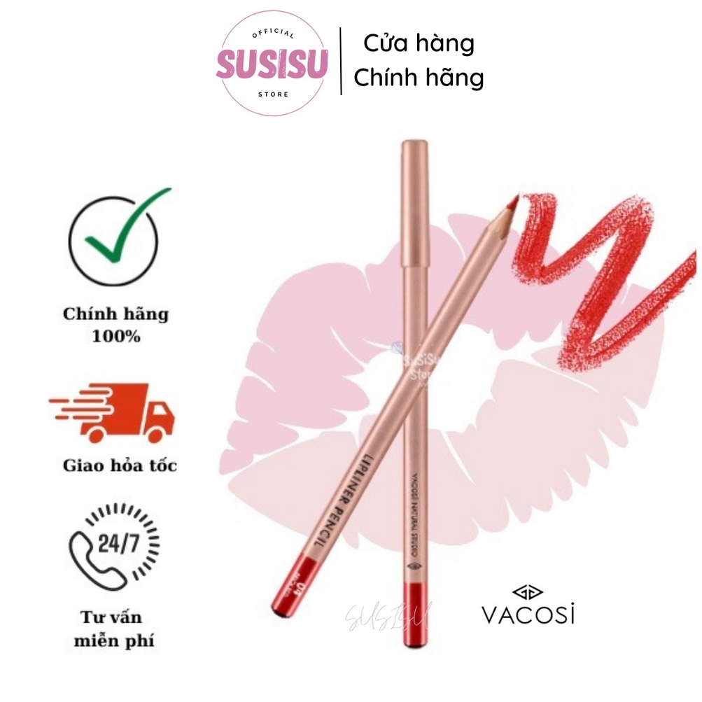 Chì kẻ môi Vacosi / Bút chì định hình viền môi bền màu Vacosi Natural Studio LipLiner