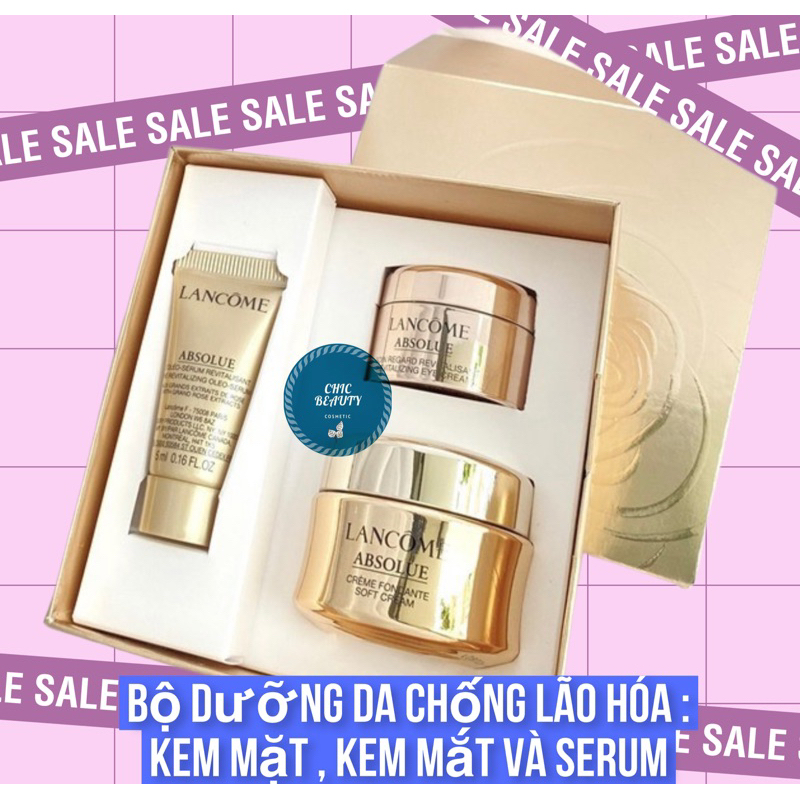 Gift set Lanc❤️ome dòng Absolue 3 sản phẩm ( Soft Cream 15 mL , Eye cream 5 mL , Serum 5 mL )