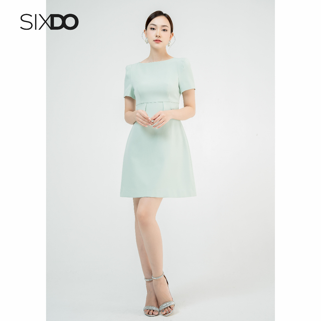 Đầm mini cổ thuyền xanh ngọc thanh lịch SIXDO (Turquoise Boatneck Mini Dress)