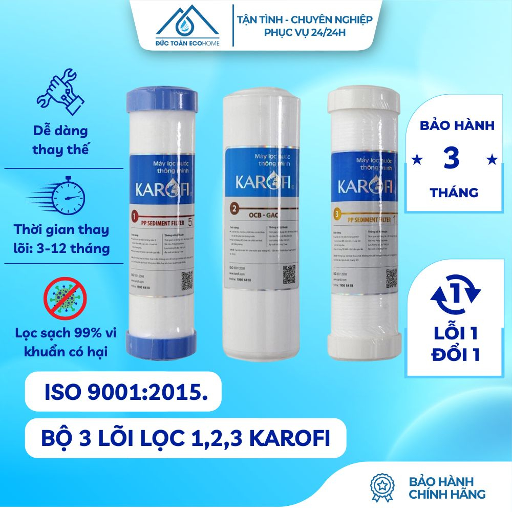 Lõi Lọc Nước Karofi Combo 3 Lõi Máy Lọc Số 1,2,3