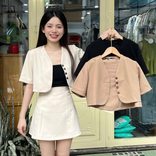Set vest nữ áo cổ tim kèm chân váy ZiniStore