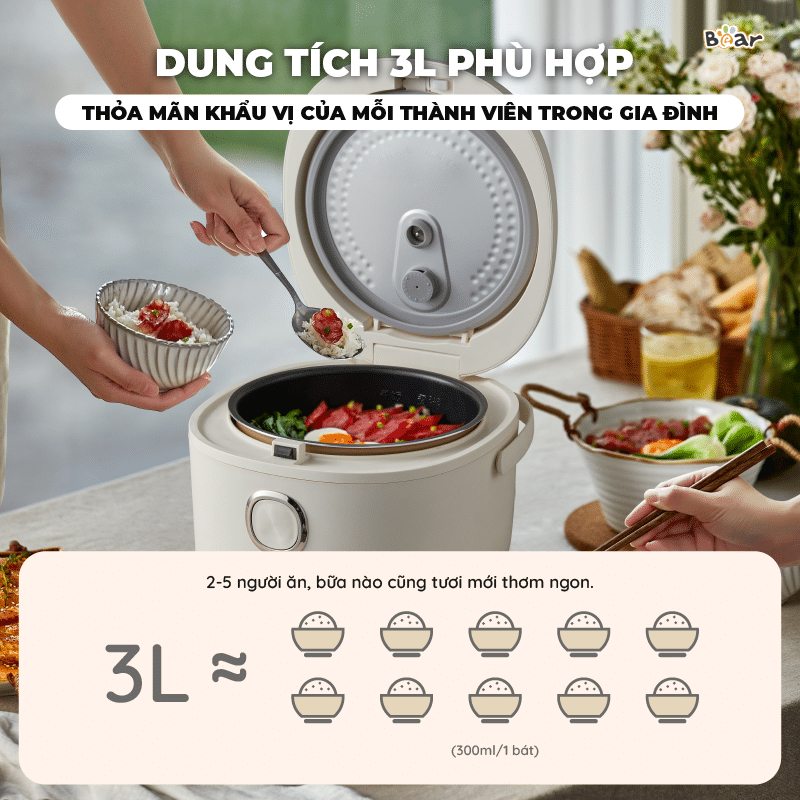 Nồi cơm điện 3L Bear SB-NC30A / NC30A - Hàng chính hãng