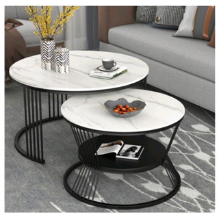  Bàn trà tròn đôi mặt đá ceramic chống ố- bàn trà sofa 