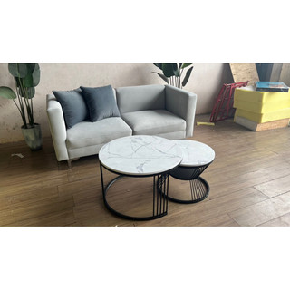 Bàn trà tròn đôi mặt đá ceramic chống ố- bàn trà sofa