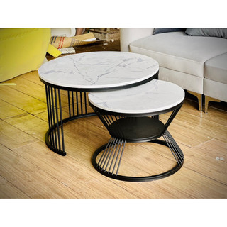 Bàn trà tròn đôi mặt đá ceramic chống ố- bàn trà sofa