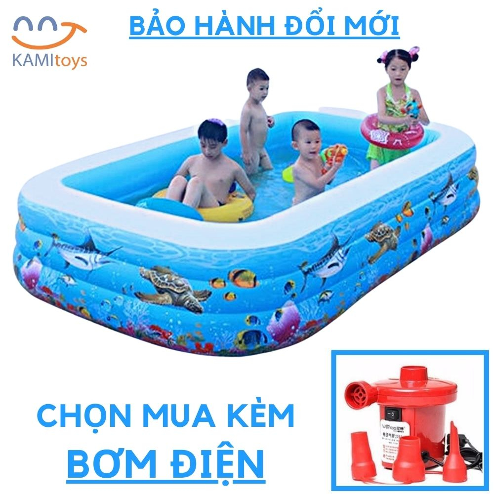 Bể bơi cho bé thành cao (Nhiều cỡ) phao bơm hơi gấp gọn làm hồ tắm nhà bóng trong nhà