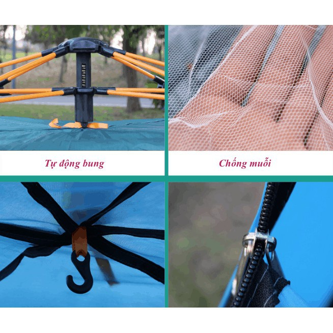 Lều cắm trại tự bung, lều du lịch dã ngoại camping gấp gọn cho 4-6 người, chống thấm nước, chống muỗi thông gió mát mẻ | BigBuy360 - bigbuy360.vn