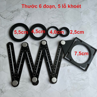 Thước lấy dấu gạch thước 6 đoạn 5 lỗ hợp kim nhôm cao cấp