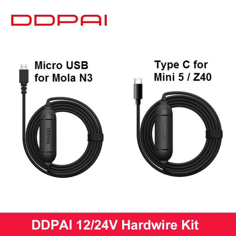 Bộ Dây Nguồn Xe Hơi Hardwire Kit cho Camera Hành Trình DDPai Mini Pro/ Mini 5/ Z40/N1 Dual Điện áp đầu vào 12V/24V