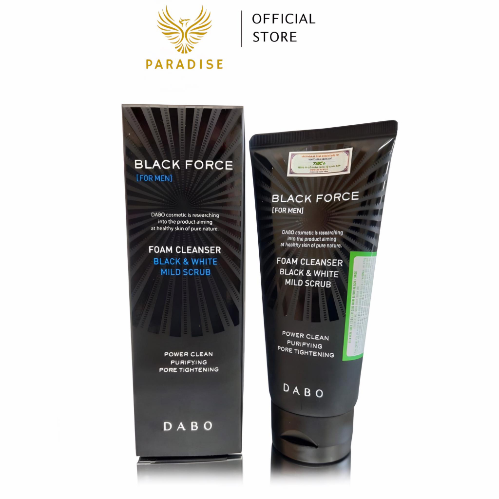 Sữa rửa mặt nam DABO Black Force For Men than hoạt tính Hàn Quốc 120ml