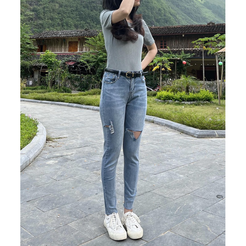 Quần Skinny Rách Co Dãn Thoải Mái Chất Đẹp Không Dặm S044 - Glister Closet