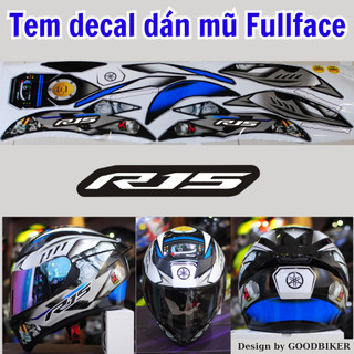 Tem Yamaha màu xám dán mũ Fullface