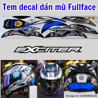 Tem Yamaha màu xám dán mũ Fullface