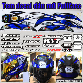 Tem Yamaha màu Xanh đen dán mũ Fullface