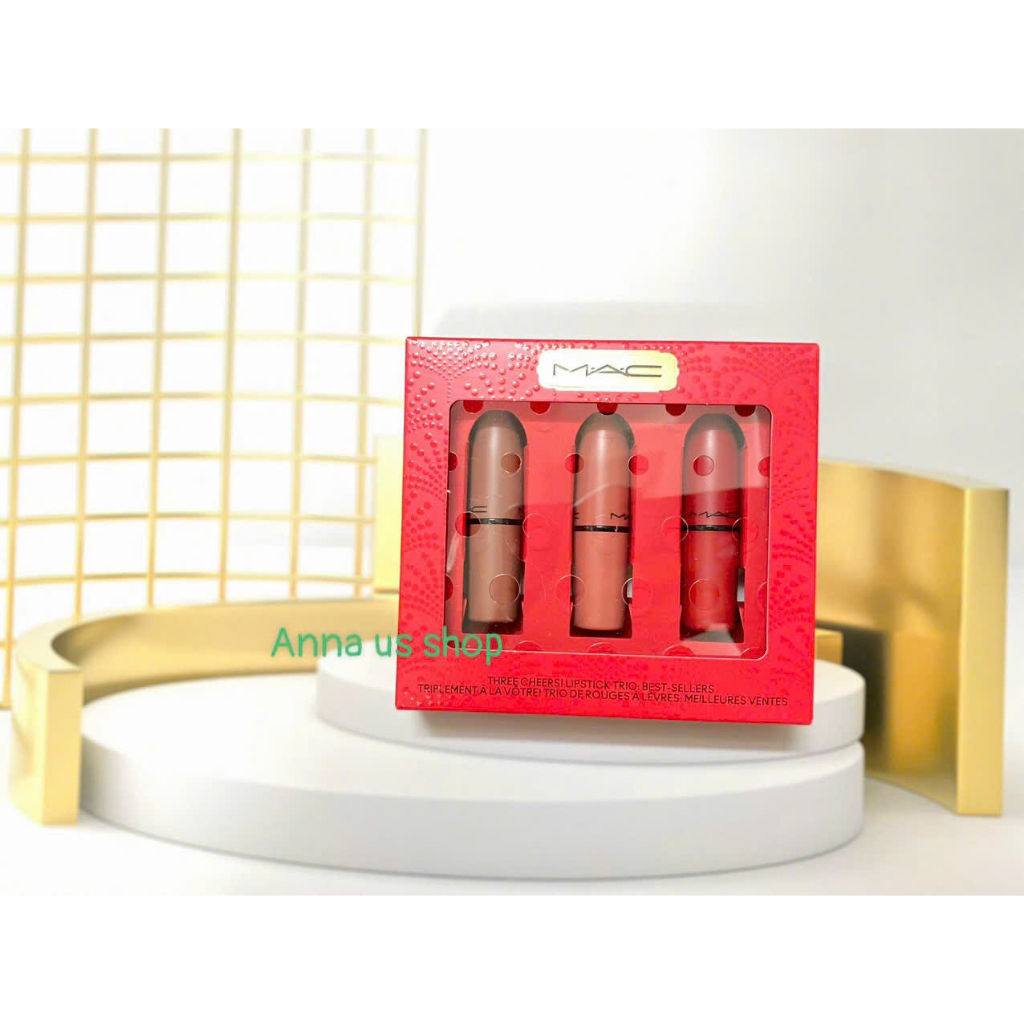 Set 3 Thỏi Son Lì MAC Fullsize Three Cheers! Lipstick Set Created for Macy's Màu Hot Chuẩn Auth