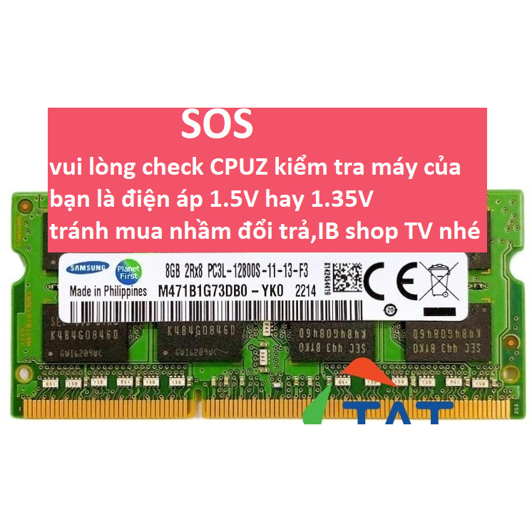 Ram Laptop Samsung 8GB DDR3 1600MHz PC3L-12800S 1.35V Chính Hãng - Bảo hành 36 tháng