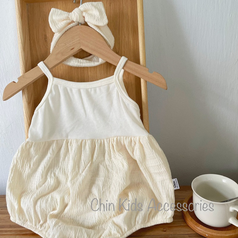 Suit cotton nhún kèm turban cho bé