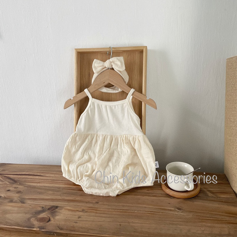 Suit cotton nhún kèm turban cho bé