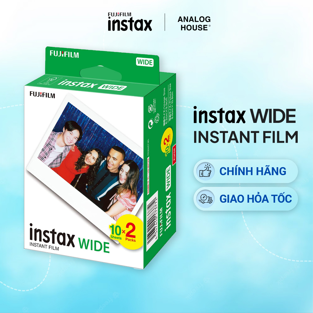 FUJIFILM INSTAX WIDE - Giấy in ảnh cho máy chụp lấy liền Instax Wide - Viền trắng - Hàng chính hãng - Date 2024-2025