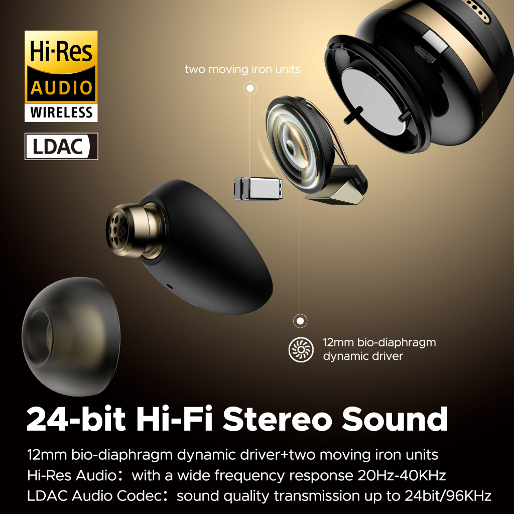 Tai Nghe True Wireless SoundPEATS Opera 05 LDAC Hires Audio Bluetooth 5.3 (6.3 Ω)