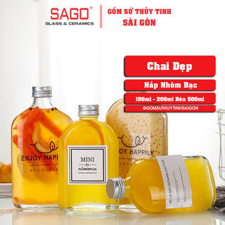 Chai Thủy Tinh Dẹp Vai Bầu Nắp Nhôm | Nhiều Dung Tích