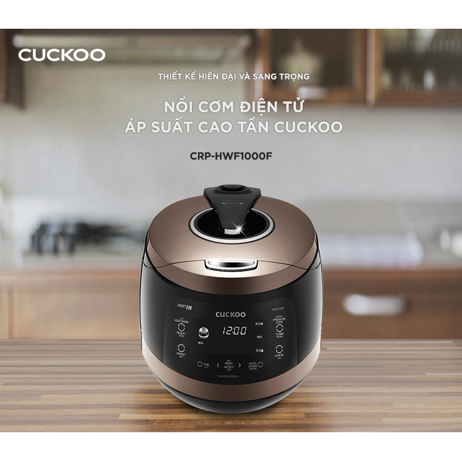 Nồi cơm áp suất cao tần Cuckoo 1.8L CRP-HWF1000F thiết kế sang trọng - Bảo hành 2 năm