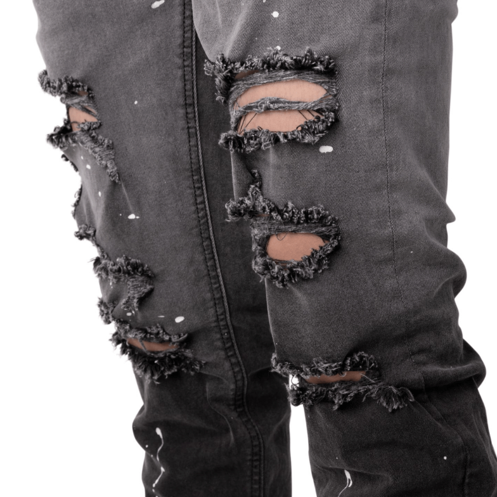 Quần Skinny Jeans Nam FNOS Streetwear Màu Đen Vẩy Sơn NZ33 - Local Brand Chính Hãng
