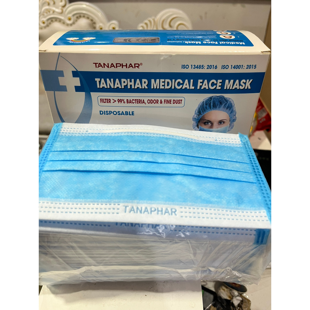 Khẩu trang y tế 3 lớp Tanaphar, hộp 50 cái