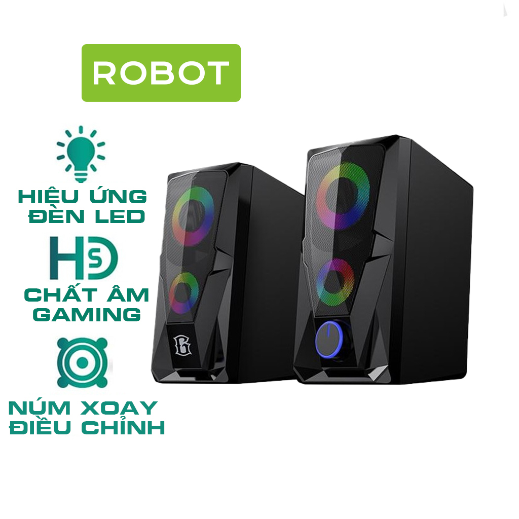 Loa Máy Tính ROBOT RS200 RS180 Hiệu Ứng Đèn LED - Âm Thanh HD Chất Lượng Cao