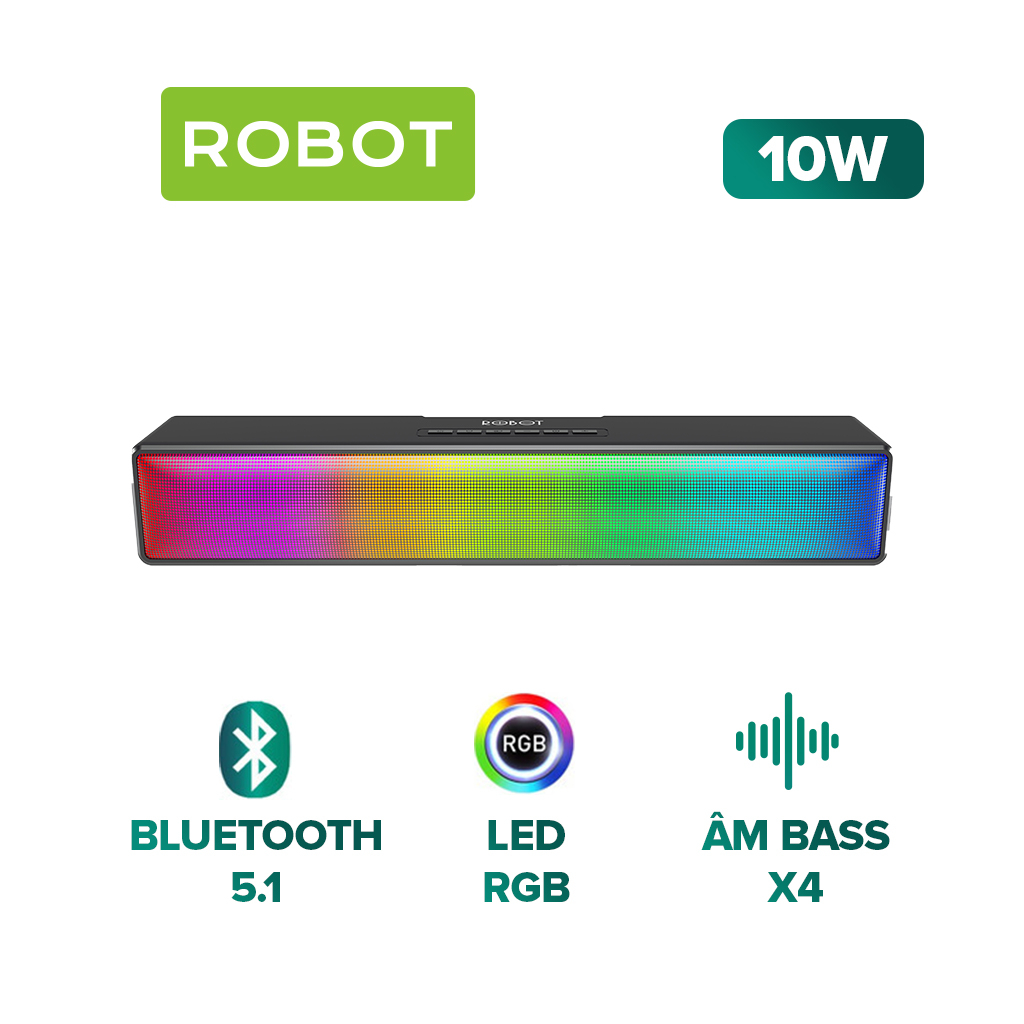 Loa Thanh Soundbar Bluetooth ROBOT RB580 Công Suất 10W Pin 1200mAh Bass Trầm Mạnh Mẽ - Hỗ Trợ Kết Nối USB/ AUX/ Thẻ Nhớ