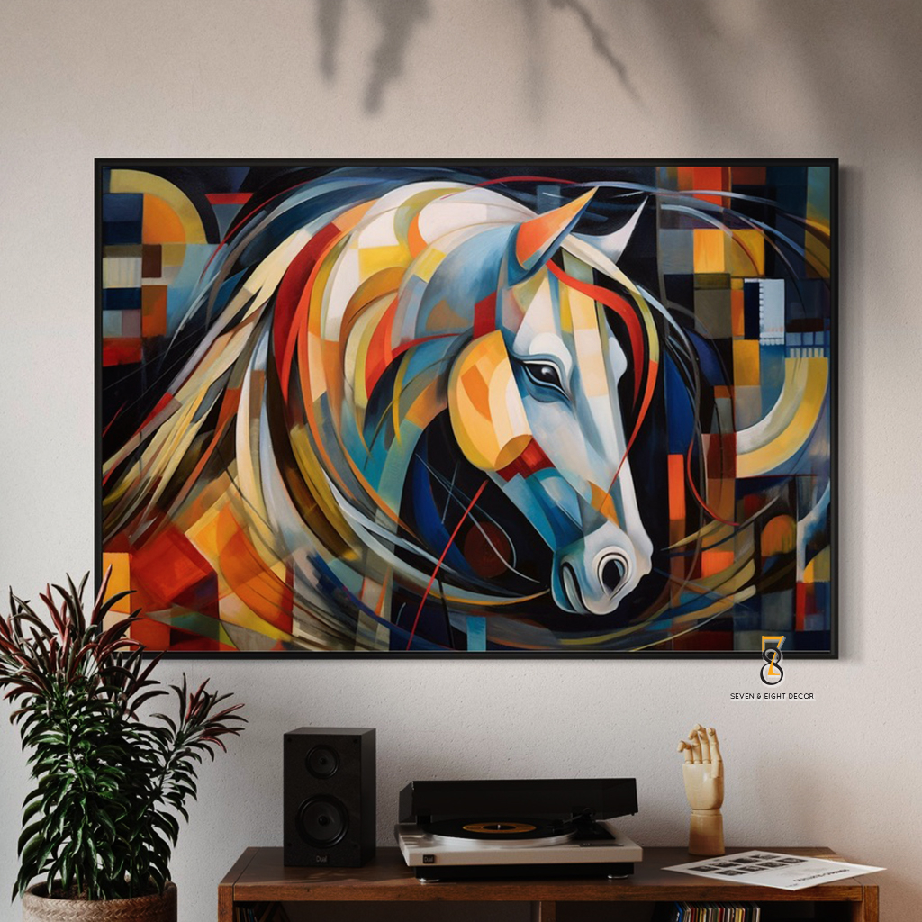 Tranh In Canvas | Tranh Ngựa Cách Điệu 1FHHOR006 | Tranh Căng Khung Cao Cấp - Tặng Kèm Đinh Đa Năng 78Decor