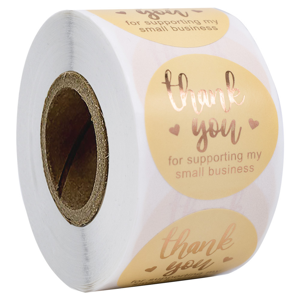 Cuộn 500 nhãn dán cảm ơn, tem thank you vuông cực xinh yêu