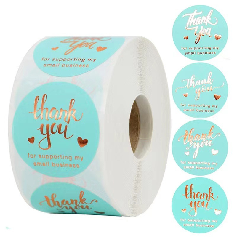 Cuộn 500 nhãn dán cảm ơn, tem thank you vuông cực xinh yêu