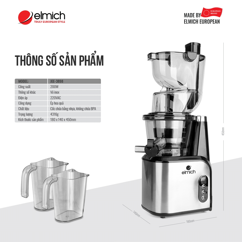 Máy Ép Trái Cây Elmich JEE-1855OL / JEE-3898 - Hàng chính hãng