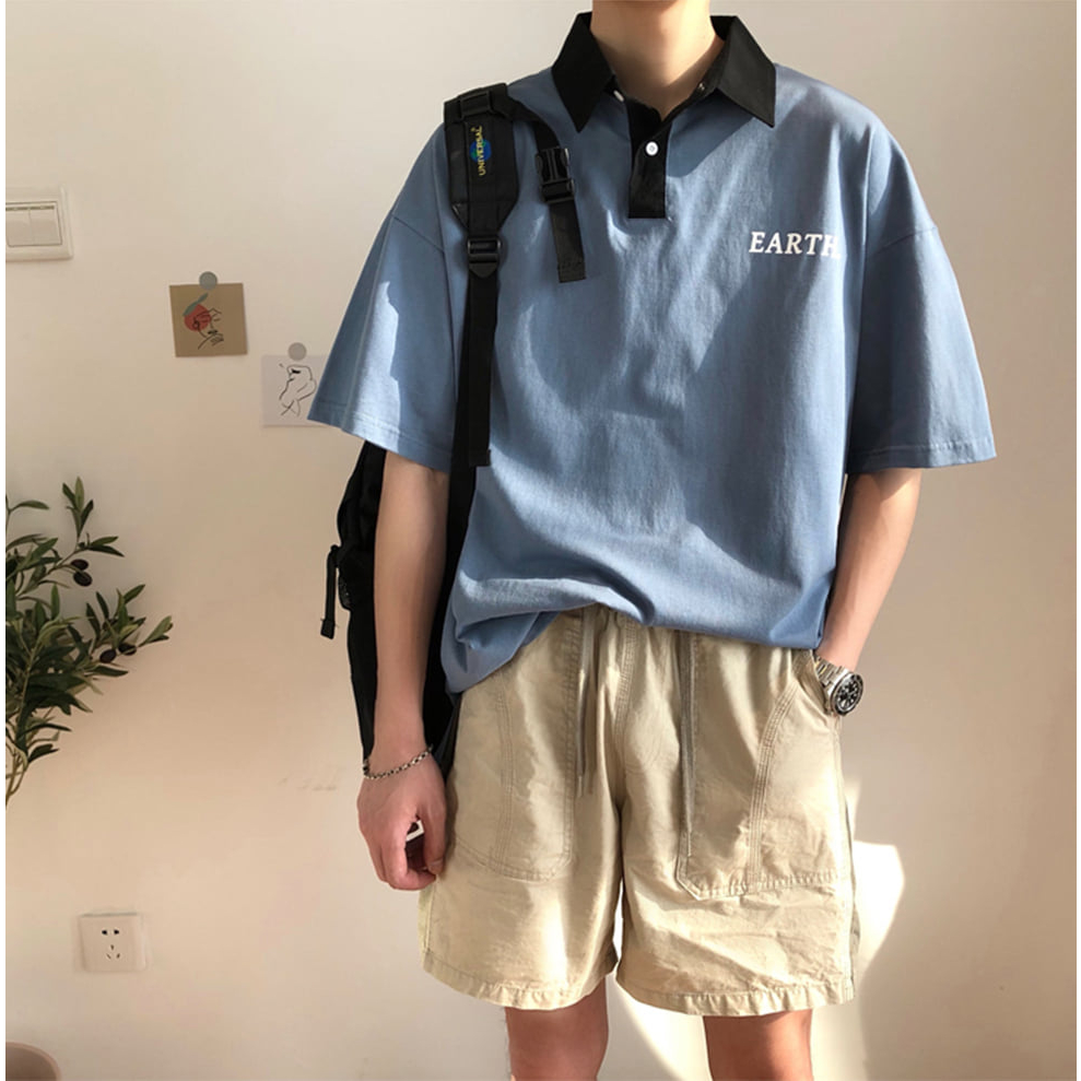 Áo Polo Unisex form rộng tay lỡ nam nữ HL01