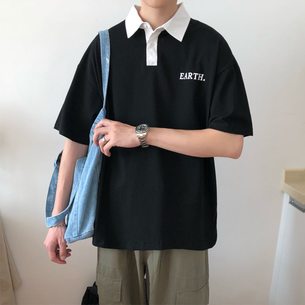 Áo Polo Unisex form rộng tay lỡ nam nữ HL01