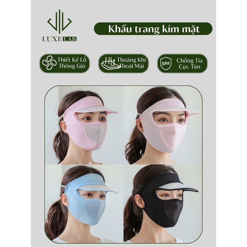 Khẩu Trang Chống Nắng Ninja Che Kín Toàn Bộ Mặt Có Vành Che Vải Mát Lạnh LUXELAB 11822