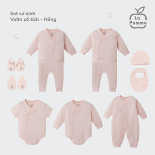 La pomme lp set sơ sinh vườn cổ tích hồng cho bé ss2023
