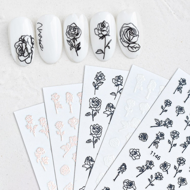 sticker hoa trắng trang trí móng 3D- miếng dán móng 3D