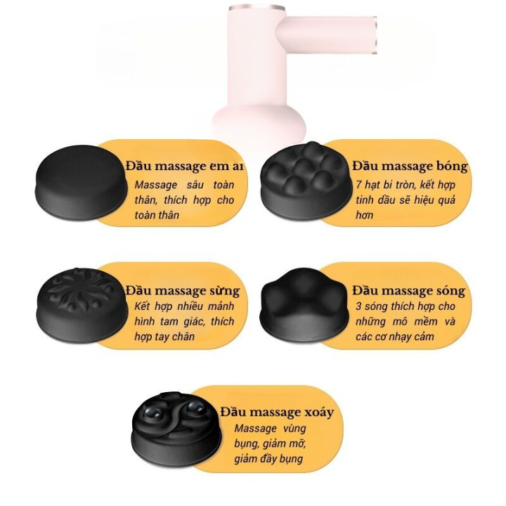 Máy massage đấm lưng cầm tay đa năng Súng mát xa cổ vai gáy giảm co cứng cơ với 6 đầu và 16 chế độ (bảo hành 1 đổi 1)