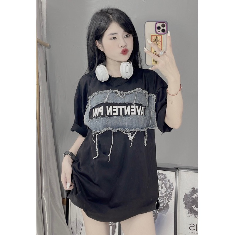 Áo Phông Phối Bò Rách Cá Tinh , Áo Thun Unisex Phối Bò Rách Hottrend 2023