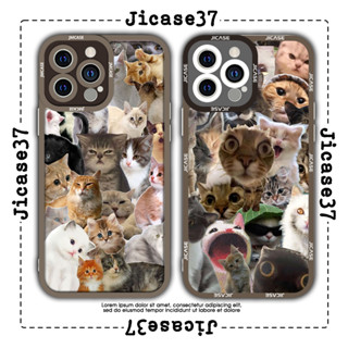 Ốp lưng iphone cạnh vuông Jicase JMcase Mèo Con Cat Meme Cute Collage Pet Thú Cưng x/xs/11/12/pro/max/plus/promax